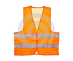 Orange safety vest, isolated on a white background with a clipping path. photo