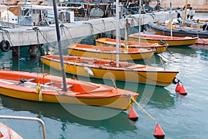 Orange Sailboats Docked in Port - Old Jaffa, Israel