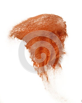 Orange Sand Storm desert with wind blow spin swirl around. Brick orange sand tornado storm with high wind. Fine Sand circle around