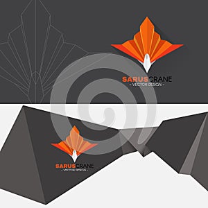 Orange Sarus crane bird paper sharp logo vector design