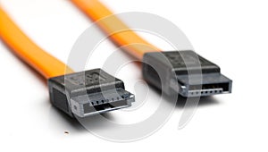 Orange Sata Cable on White background