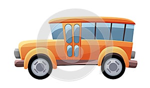 Orange school bus, funny vehicle for safety trip of students