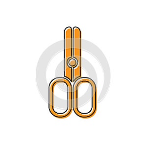 Orange Scissors hairdresser icon isolated on white background. Hairdresser, fashion salon and barber sign. Barbershop