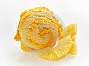 Orange scoop of Italian pineapple ice cream