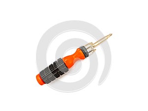 Orange screwdriver isolated on white background