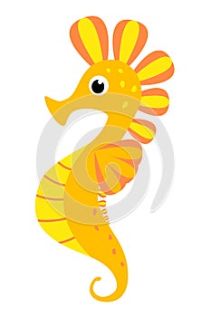 Orange seahorse. Isolated on a white background. Print, sticker, logo