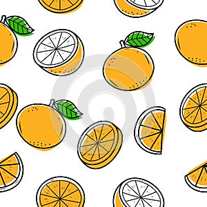 Orange seamless pattern with cute doodle design