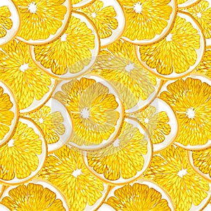 Orange seamless pattern with fruit citrus circle slices made in