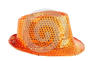 Orange sequined hat