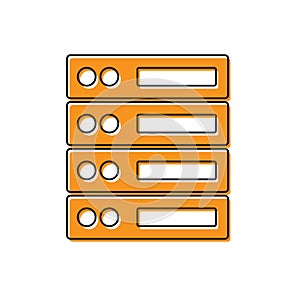 Orange Server, Data, Web Hosting icon isolated on white background. Vector