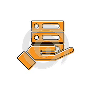 Orange Server, Data, Web Hosting icon isolated on white background. Vector Illustration