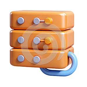 Orange Server Sync 3D Icon Representing Cloud Computing and Data Synchronization Technology