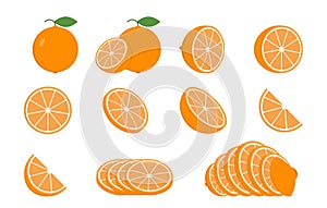 Orange set. Isolated orange on white background