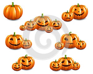 Orange Set Pumpkins Set Isolated White Background