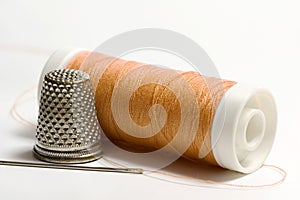 Orange sewing thread