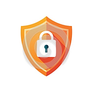 Orange Shield with Padlock Icon for Security and Data Protection