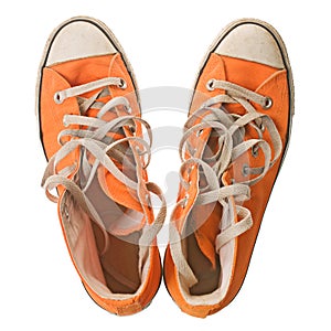 Orange shoe, isolated on white