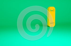 Orange Skateboard trick icon isolated on green background. Extreme sport. Sport equipment. Minimalism concept. 3d