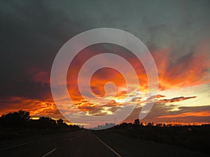 Sunset over Rio Negro, Argentina photo