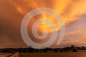 Orange sky during sahara dust storm in Europe