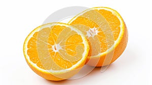 Orange slice isolate. Orange fruit. Generative Ai half and slice set on white background