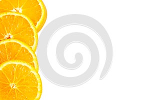 Orange slice isolated on white background. fresh fruit. top view