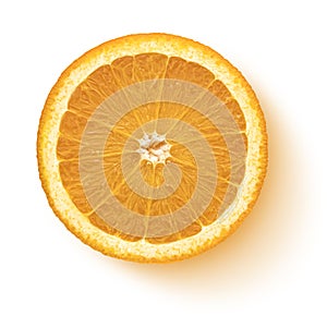 Orange slice isolated on white background, top view