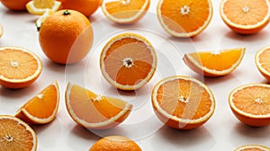 Orange slice isolated on white background. Top view. Flat lay.