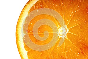Orange slice isolated on white. Fresh fruit cut in half
