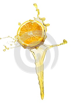 Orange slice in juice stream