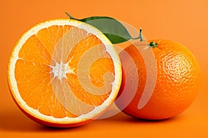 Orange slice on orange background.