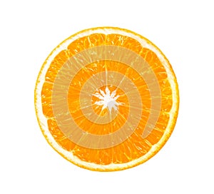 Orange slice  on a white background. top view