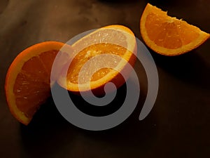Orange slices on black