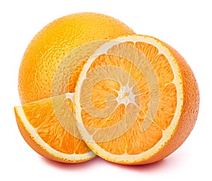 Orange with slices isolated on white