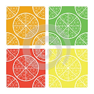 Orange slices, lemon slices, grapefruit slices, lime slices, seamless pattern