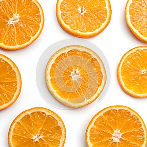 Orange slices pattern isolated on white background photo