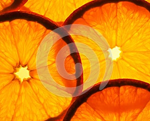 Orange slices with visible veins