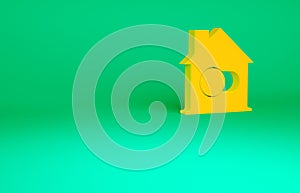 Orange Smart home icon isolated on green background. Remote control. Minimalism concept. 3d illustration 3D render