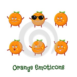 Orange smiles. Cute cartoon emoticons. Emoji icons
