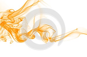 Orange smoke abstract on white background. yellow ink water color