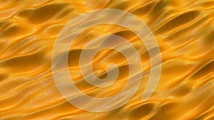 Orange smooth surface with ripples 3D rendering illustration