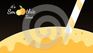 Orange smoothie logo fruit cocktail flat banner