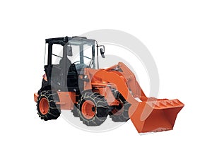 Orange Snowplow Truck on white background