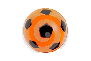 Orange soccer ball, on a white background, isolated