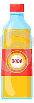 Orange soda bottle. Cartoon sweet beverage icon