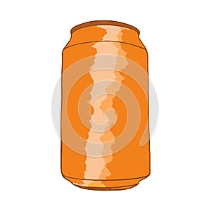 Orange soda can in cartoon style