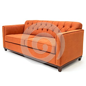 Orange Sofa Isolated on White Background