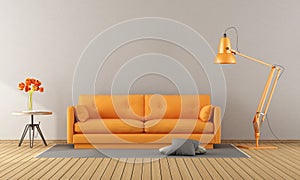 Orange sofa in a modern room