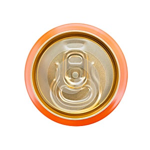 Orange soft drink can.