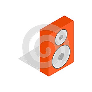 Orange speaker icon, isometric 3d style